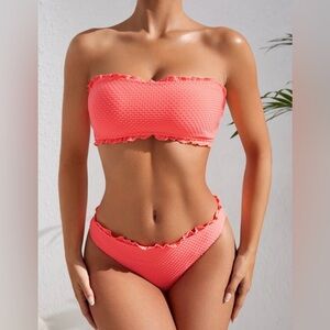 Coral Bandeau Bikini Set